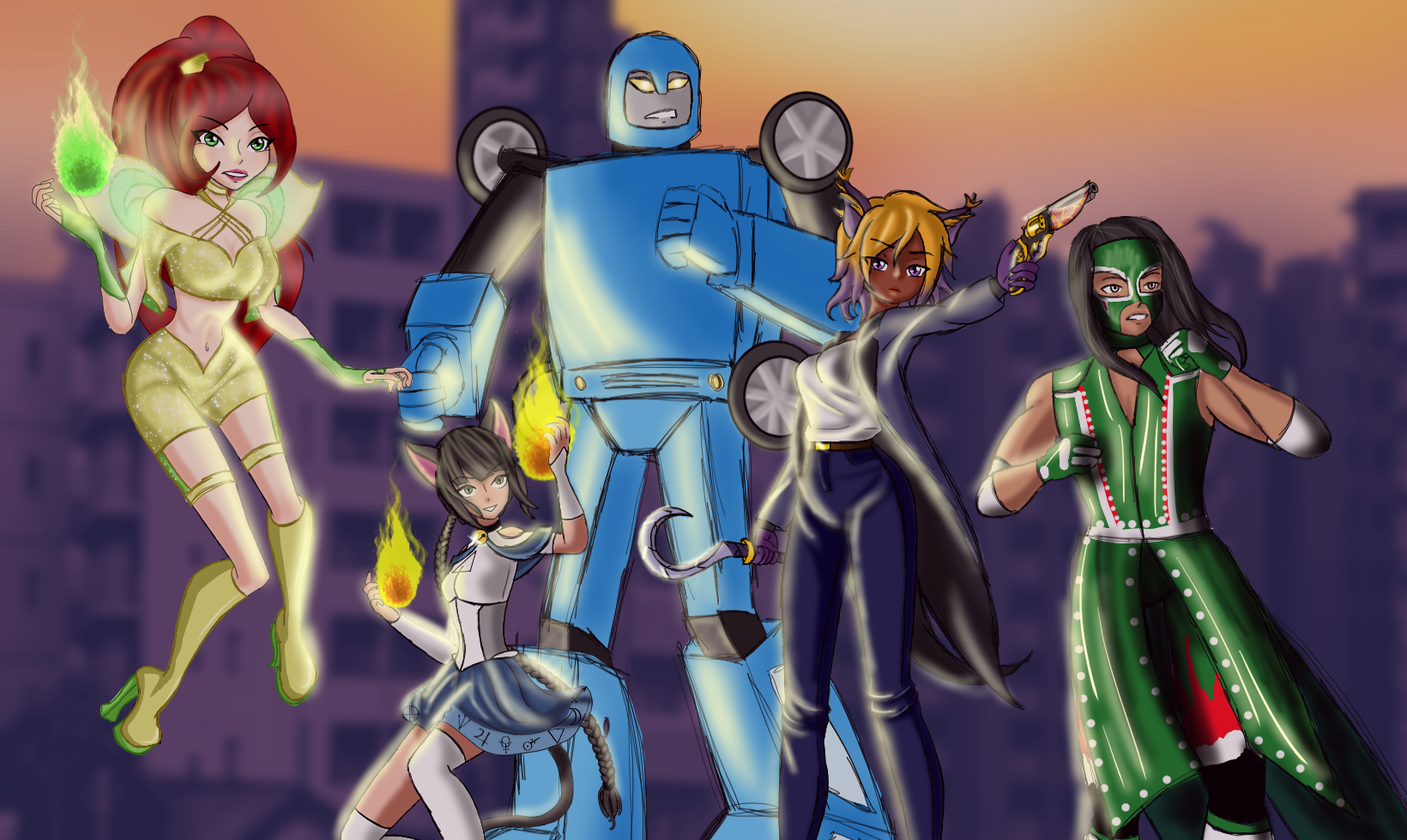 A group of knock-off cartoon characters